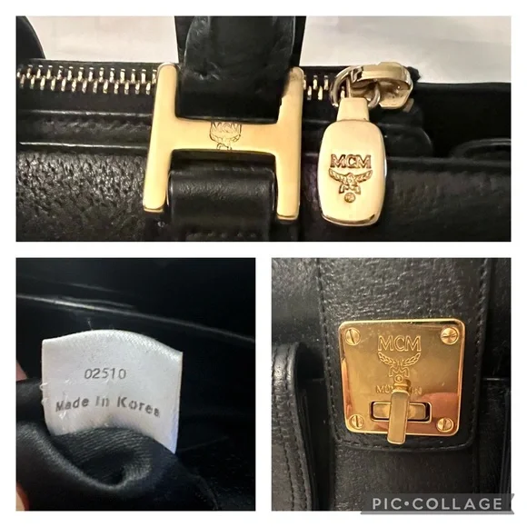 MCM-Black Leather top handle Bag